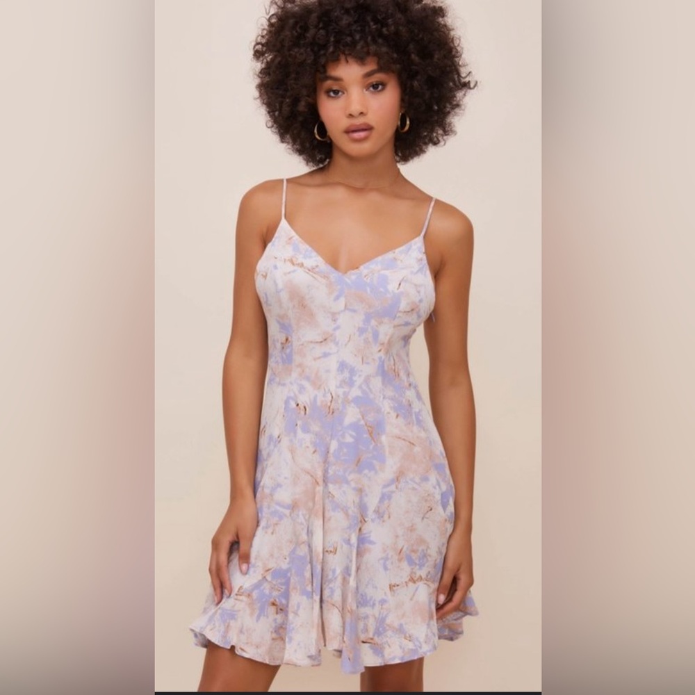 Astr the label Godet Tie Dye Slip Dress blue/pink